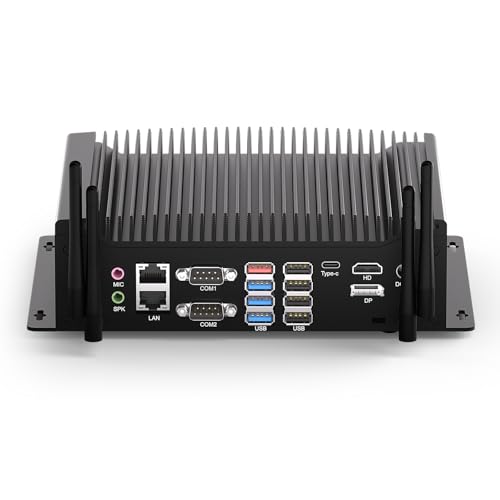 WEIDIAN Industrial Mini PC sin Ventilador i5-10210U 8G RAM 256G SSD, 6xCOM(RS232/485/422), GPIO, 2LAN, 8USB, WiFi&BT, 4K 3xdisplay(HD+DP+Type-C) Win11 Fanless Ordenador Auto Power On