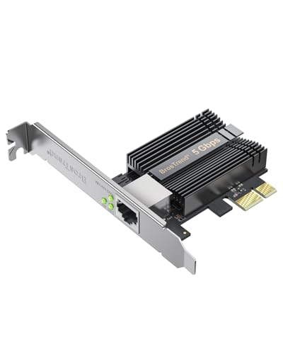 BrosTrend 5GB Tarjeta de Red PCIe, 5 Gigabit Tarjeta Red PCI Express, PCIe Ethernet Adaptador con Perfil Bajo Extra, RJ45 Nic PCI Express, Windows 11/10 Windows Server 2022 Sólo, Vida ÚTI Protección