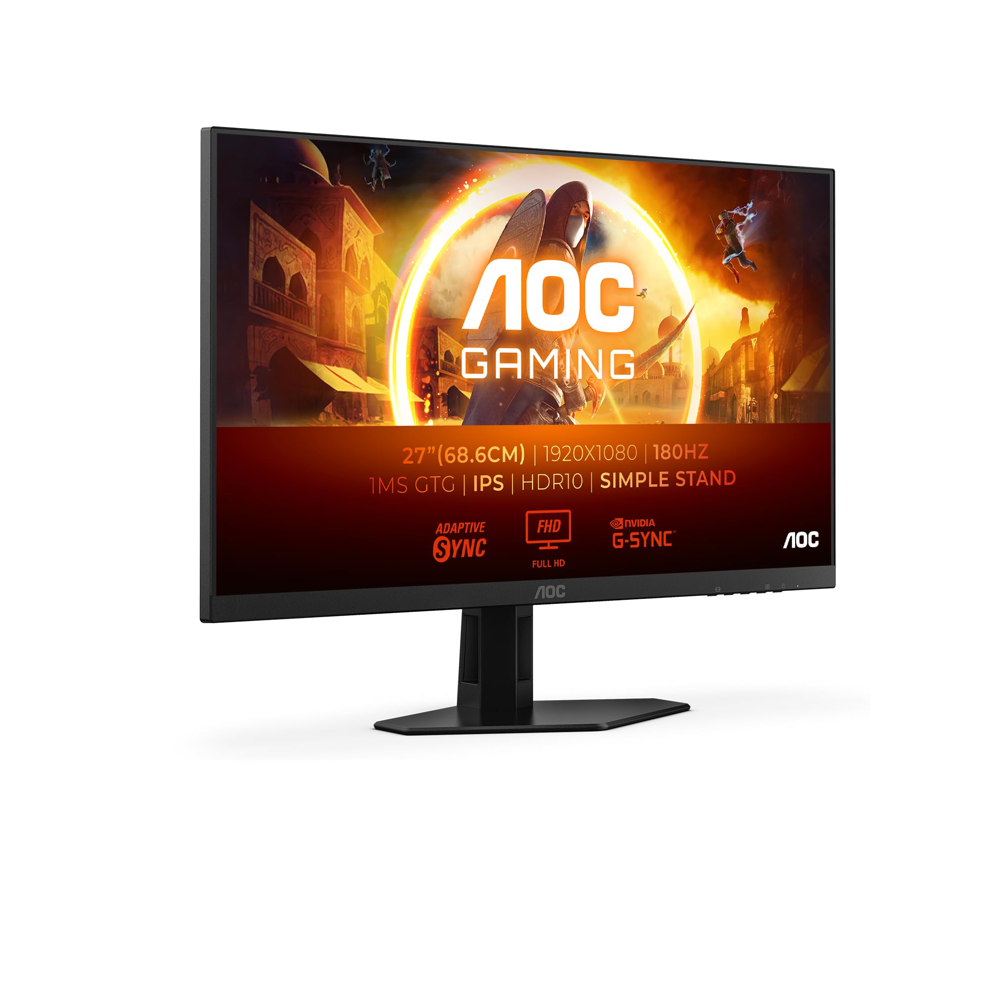AOC 27G4XED Gaming Monitor 27 Pulgadas, 180Hz Panel Fast IPS, 0.5HDR10, Adaptive Sync, G-Sync Compatible, Altavoces, (1920x10