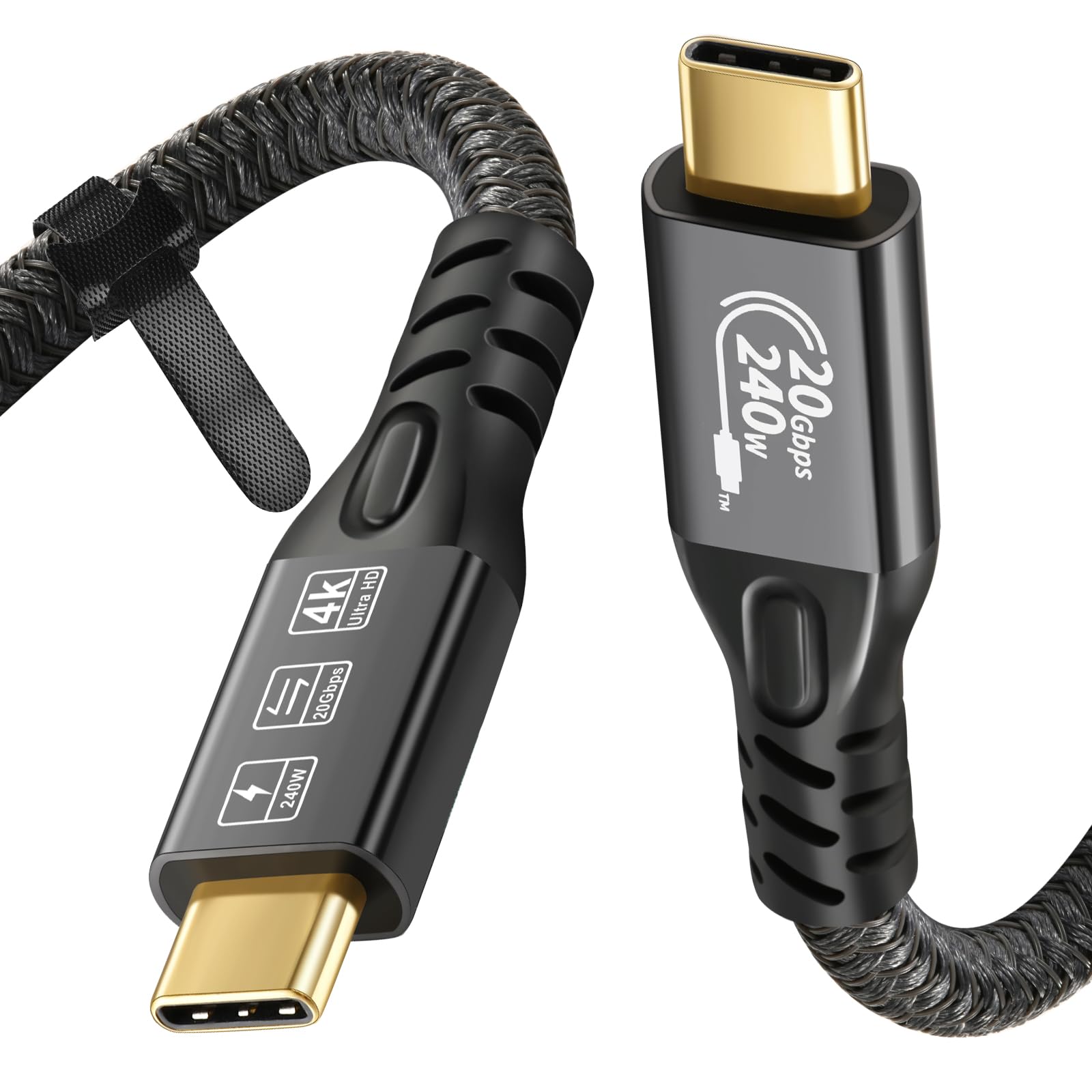 Cable USB C 3.2 Gen 2 20Gbps, tipo C 4K@60Hz UHD Video 5A/240W PD3.1 Fast Charge Cord with E-Marker Compatible with Thunderbo