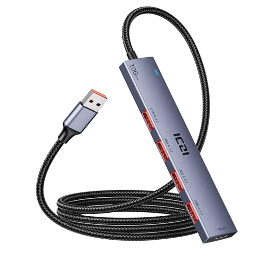 ICZI Hub USB 3.2 - Distribuidor de 4 Puertos 10 Gbps, Compatible con Mac Mini, iMac, portátiles y Ordenadores