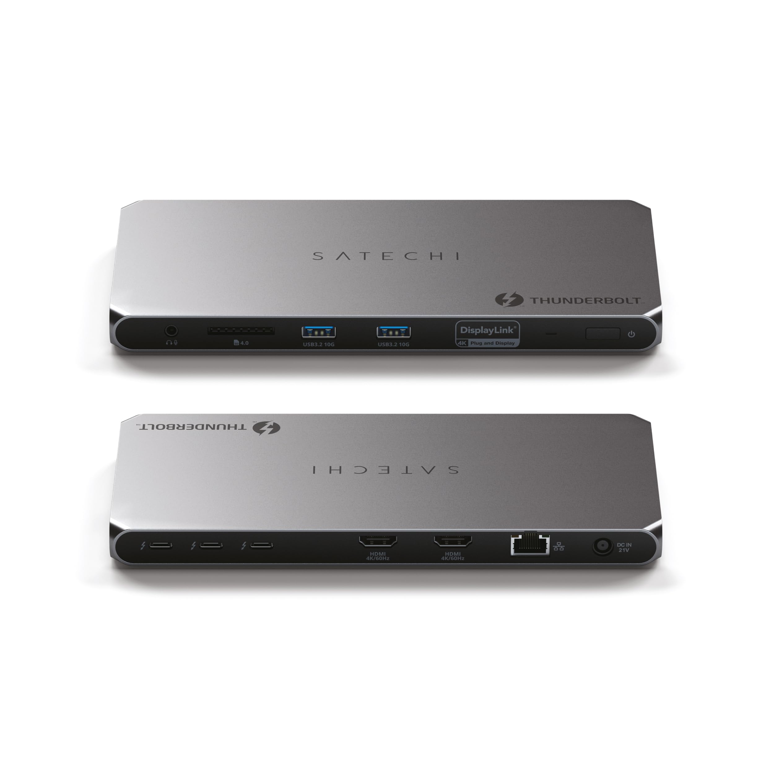SATECHI Docking Station 12 en 1 Thunderbolt 4 con 3 Puertos a 40 Gbps, PD 96 W, 2X HDMI 4K@60Hz, 2X USB-A 10 Gbps, Ethernet,