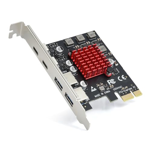 ELUTENG Tarjeta de Expansión PCI Express de 4 Puertos (2 USB-A, 2 Tipo-C), 5Gbps Tarjeta PCIe USB 3.2 Gen1 Tarjeta de Expansión USB para PC de Escritorio Windows 11/10/8/7/XP