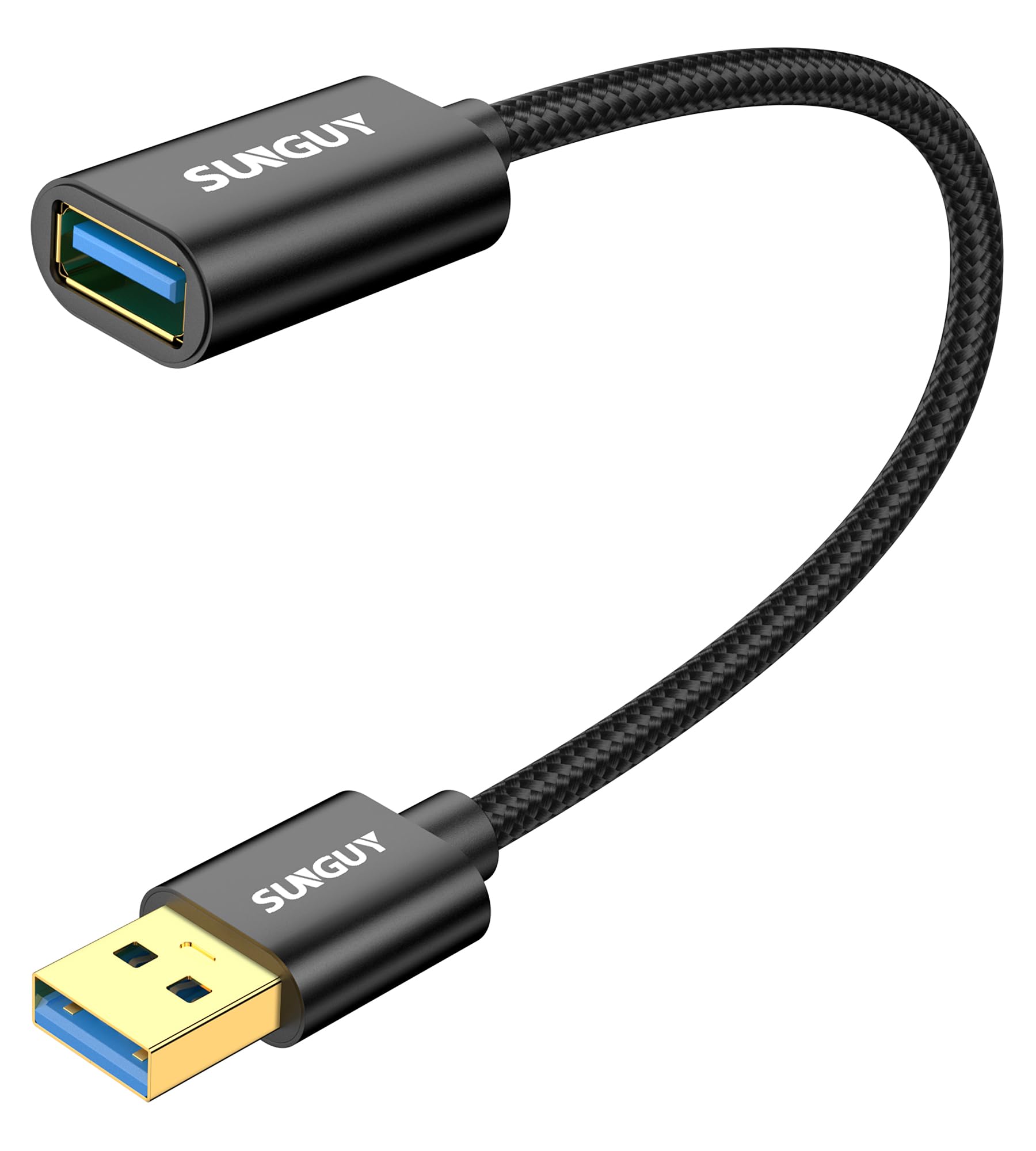 SUNGUY Cable Alargador USB 3.0, Cable de Extensión USB A Macho a Hembra Ultrarrápido de 5 Gbps para Lectores de Tarjetas, Tec
