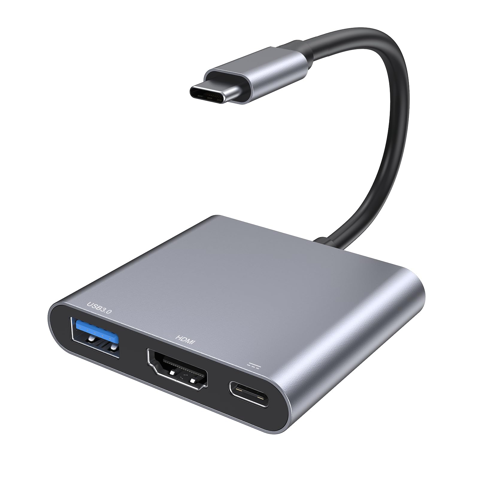 Adaptador USB C a HDMI, Adaptador Multipuerto USB C con 4K HDMI, USB 3.0 y 100W PD Carga Rápida, Hub Tipo C Compatible con Ma