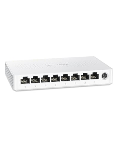 BrosTrend 2,5Gb Switch Ethernet 8 Puertos, Gigabit Switch de red 2.5Gb sin Ventilador, no Gestionado Hub RJ45 para PC, Videoconsola, NAS, Plug & Play, Montaje en Escritorio o Muro, Vida ÚTI Protección