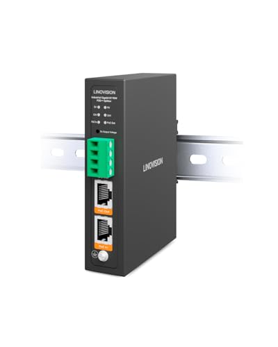 LINOVISION Splitter PoE++ Gigabit Industrial 90W con IEEE802.3bt y Salida DC 5/9/12/24V, Montaje en Carril DIN, de IEEE802.3bt a PoE y Alimentación DC para Cámaras PTZ y Control de Acceso