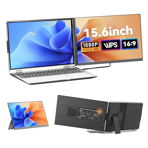 Monitor PortáTil Mejorado De 15.6", Extensor Pantalla Portati 1080p IPS, Doble Pantalla Portatil, Compatible con Laptop Screen Extender de 13 a 17,3 Pulgadas