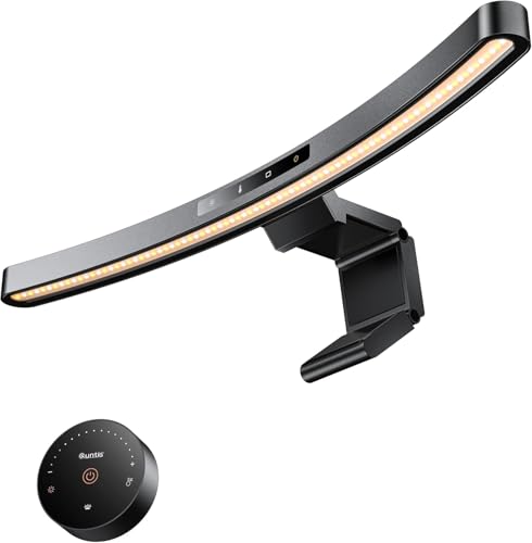 Quntis 45cm Lampara Monitor Curvo con Táctil y Remoto Control, Barra Luz Monitor Curvo con Atenuación Automática, Luz Antiazul, Sin Reflejos ni Parpadeos Lampara Ordenador para la Oficina en Casa