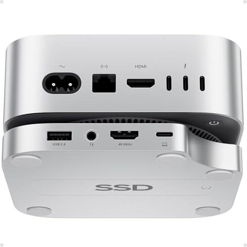 Mac Mini M4 Dock con SSD M.2 (SSD no incluida), Mac Mini Hub con HDMI 4K 60Hz, USB A 2.0, SD/TF, Audio/Micrófono, Mac Mini hub & Stand para Mac Mini M4 y M4 Pro 2024