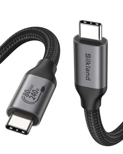 Silkland 80Gbps USB4 V2.0 para Cable Thunderbolt 5 1M Certificación USB-IF, hasta 120Gbps con Bandwidth Boost, 16K/Dual 8K, Carga Rapida 240W, Cable USB C USB C para Thunderbolt 4/3, SSD, Laptop, Dock