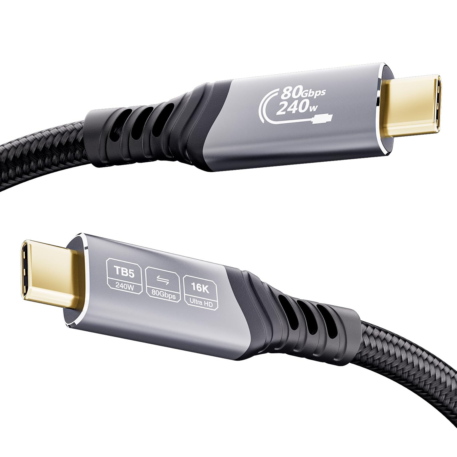 EUDOBEL USB C Cable Thunderbolt 5 80Gbps 3m, 120Gbps de ancho de banda de vídeo, PD 3.1 240W, vídeo 16K@30Hz 8K@60Hz, 12-bit