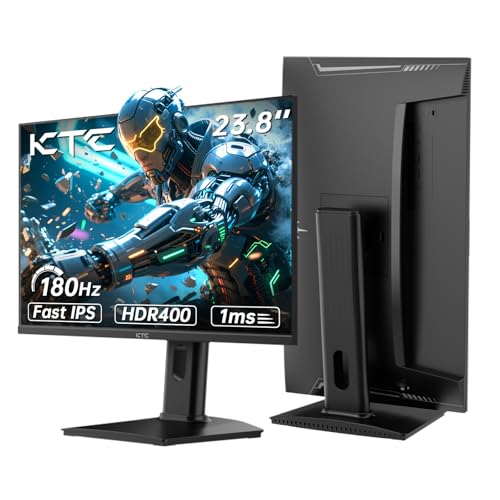 KTC Monitor 24 Pulgadas, 180Hz 144Hz 2K QHD (2560 x 1440) Monitor Gaming con 1ms Fast-IPS Panel, HDR 400, Adaptive Sync, 400 CD/m² Brillo, Gaming Monitor Soporte Ajustable para Girar y Levantar