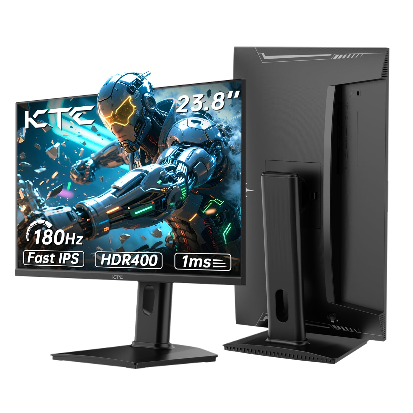 KTC Monitor 24 Pulgadas, 180Hz 144Hz 2K QHD (2560 x 1440) Monitor Gaming con 1ms Fast-IPS Panel, HDR 400, Adaptive Sync, 400