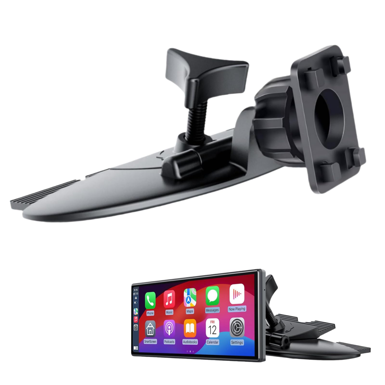 Epronic Soporte para Ranura de CD Soporte para Pantalla Carplay, Adaptador de Bola de 17mm para GPS Coche, 4 Botones de Bloqu