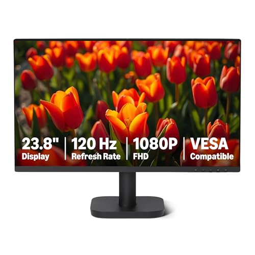 Amazon Basics Monitor de Ordenador de 61,0 cm, 120 Hz, FHD 1080P, Compatible con HDMI, DP, VGA, VESA, para Oficina y hogar, Negro