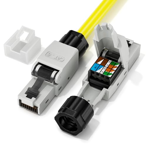 RJ45 Conector CAT 6 sin Herramienta, 1Gbps/250MHz, 50u Dorado Conectores RJ45 POE Para cables de instalación Cat6/5E/5, UTP Conector LAN Cat6 sin Herramienta, reutilizable, 2 Unidades