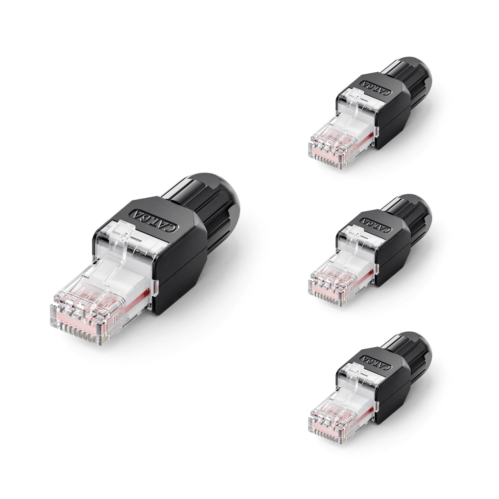 VCELINK Cat6A Conector RJ45 Sin Herramientas LSA, 10 Gbps/500 MHz, Compacto y Reutilizable, Clavija RJ45 UTP Bañado en Oro pa