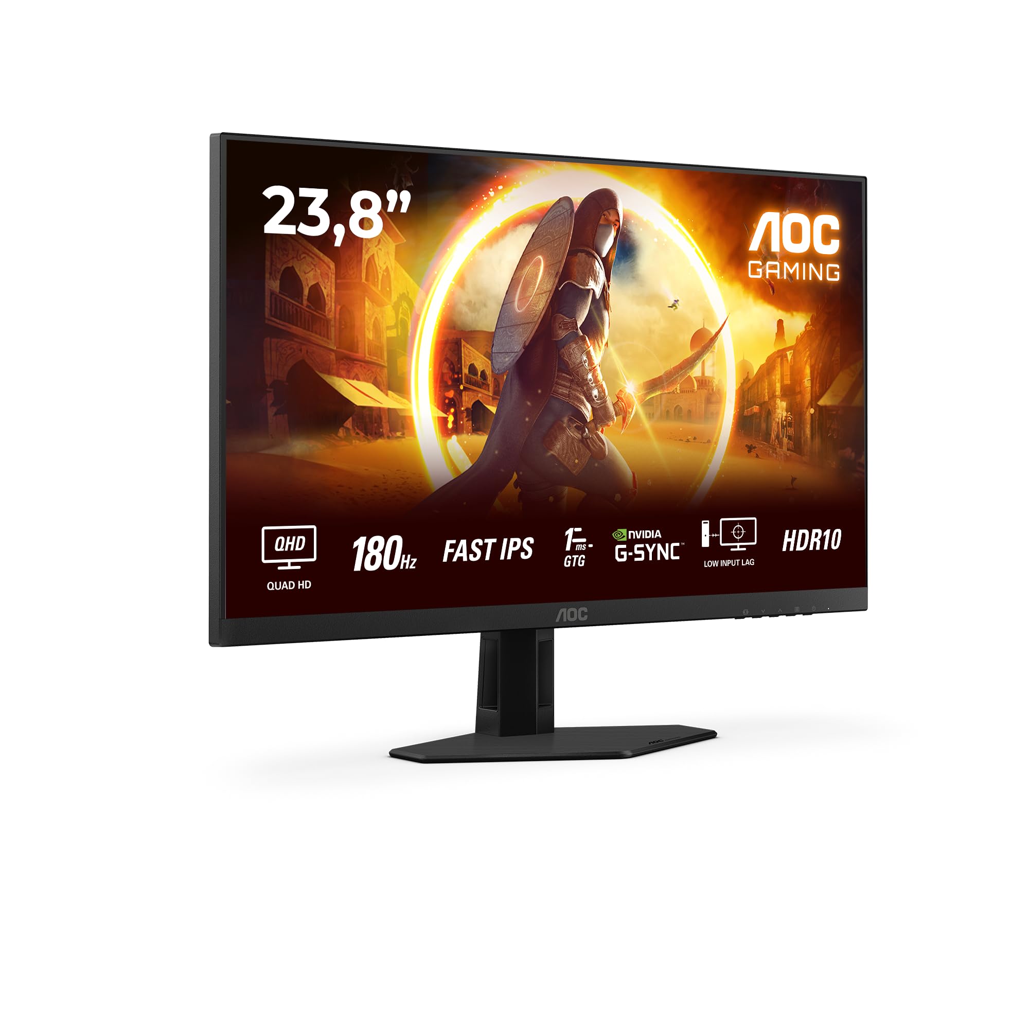AOC Q24G4RE Gaming Monitor 24 Pulgadas 180Hz Panel Fast IPS, 1ms GtG, HDR10, G-Sync Compatible, (2560x1440 HDMI 1x 2.0 DP 1x