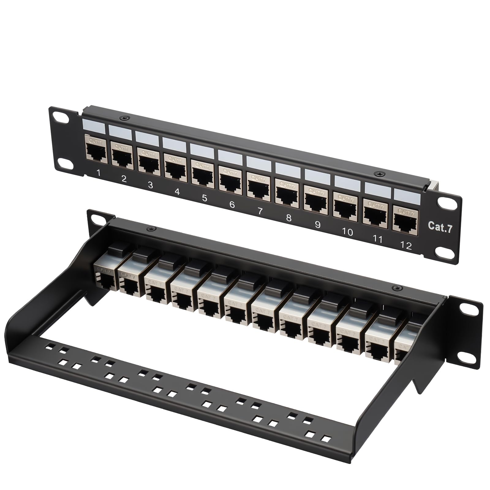 Panel de conexiones Cat 7, 1U 12 Puertos, panel de conexión Keystone de 10 pulgadas, panel de distribución LSA, acoplador Key