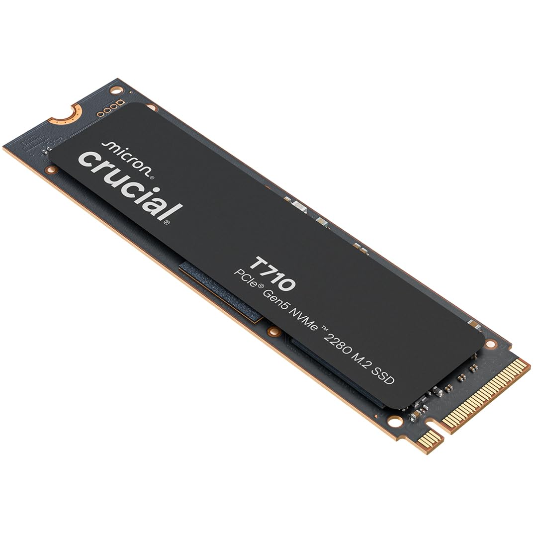 Crucial T710 SSD 1TB PCIe 5.0 x4 Gen5 NVMe M.2, Velocidades de Lectura hasta 14900 MB/s, Escritura 13700 MB/s, Ordenador Port