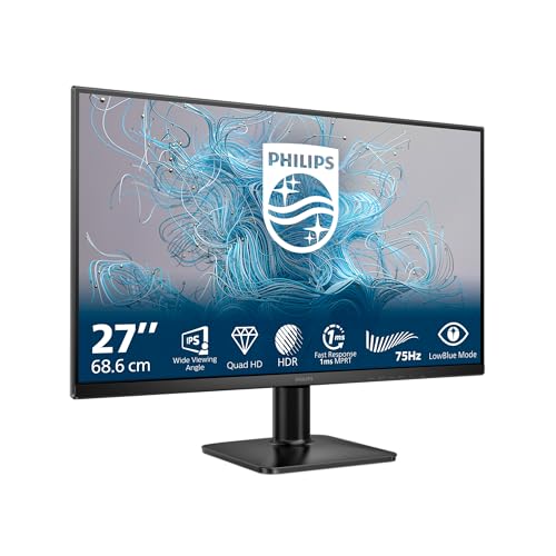 PHILIPS 27E2N1500L Monitor 27 Pulgadas 75Hz Panel IPS, 4ms GtG, HDR10, (2560x1440 HDMI 1x 1.4 DP 1x 1.4) Negro