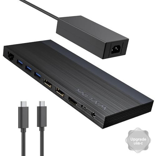 Estación de Acoplamiento para Laptop,estación de Acoplamiento 3 monitores con 2 Cargadores DP+HDMI, 4K@144Hz,130 W PD,USB-C/A 10 GB,USB-A 5 GB, Audio, Gigabit Ethernet, para Lenovo HP,DELL,Windows