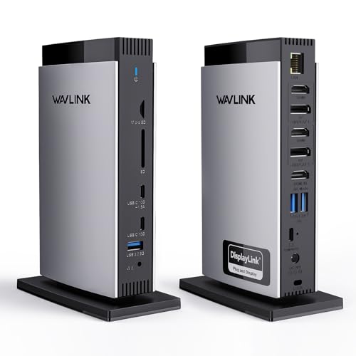 WAVLINK Displaylink Laptop Docking Station 3 HDMI, USB C Dock Triple Pantalla 4K+Dual 2K, Carga 100W para M1 M2 M3 M4 M5 Mac/Windows, 2DP, 5 Puertos USB, 1Gbps Ethernet, Compatible con MacBook Neo
