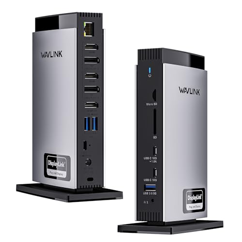 WAVLINK Displaylink Laptop Docking Station con 3 HDMI, USB C Dock Triple Pantalla 4K60Hz, Carga 100W para M1 M2 M3 M4 M5 Mac y Windows, 2DP, 5 Puertos USB, Puerto Ethernet, Compatible con MacBook Neo