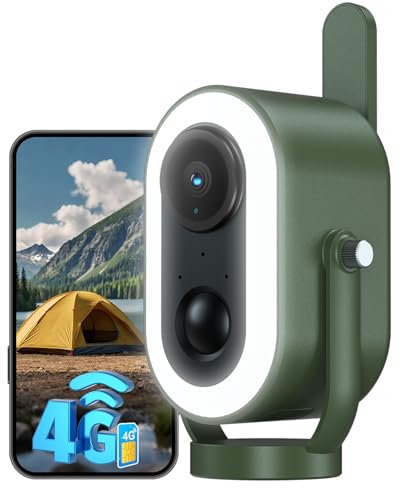 Xega 4G LTE Cámara de Camping Magnética con Tarjeta SIM 2K HD Celular Cámara de Seguridad Portátil para Exteriores Batería 6000mAh Detección PIR Humana para Autocaravanas/Camping/Viajes/Picnic IP65
