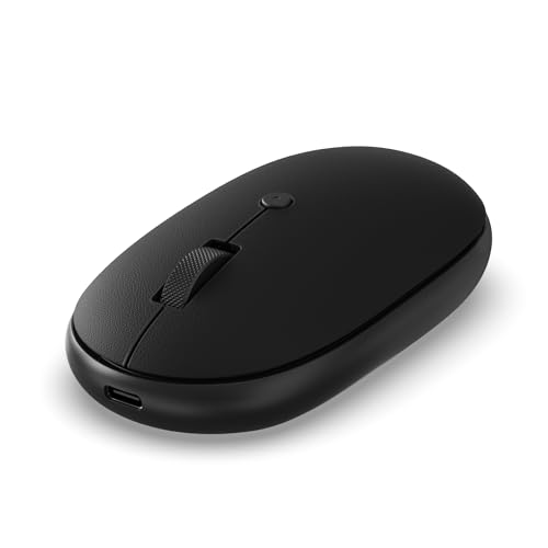 SATECHI OntheGo™ Ratón Inalámbrico, Recarga USB-C, Bluetooth hasta 3 Dispositivos, dpi Ajustable, Ratón Ergonómico Elegante para MacBook, Portátil, iPad y más – Negro