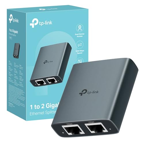 TP-Link EH210 - Switch ethernet,Adaptador Switch gigabit 1 a 2 Puertos RJ45, Splitter Duplicador,Carcasa de Aleación de Aluminio, hasta 1000 Mbps, Plug & Play, Compatible con Cat5e/6/7/8