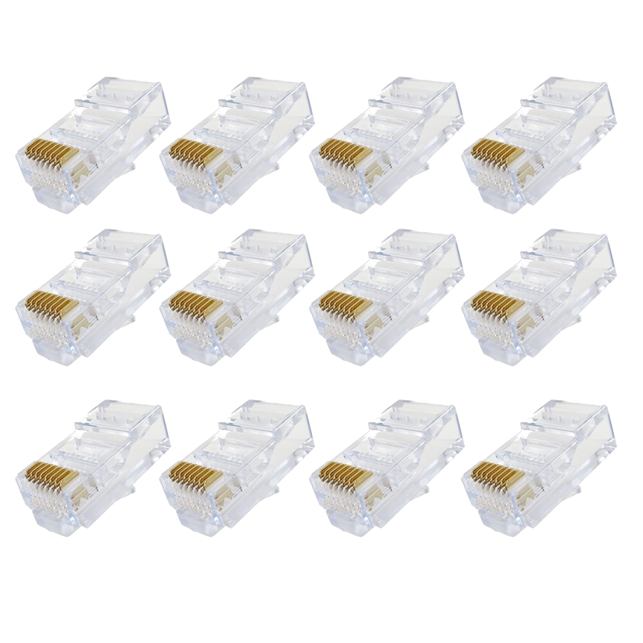 OPAX51 12x Conectores RJ45 CAT6, Categoría 6, 8P8C Modular UTP, AWG26, Pack de 12 Unidades, Compatible con Ethernet, PC, Rout