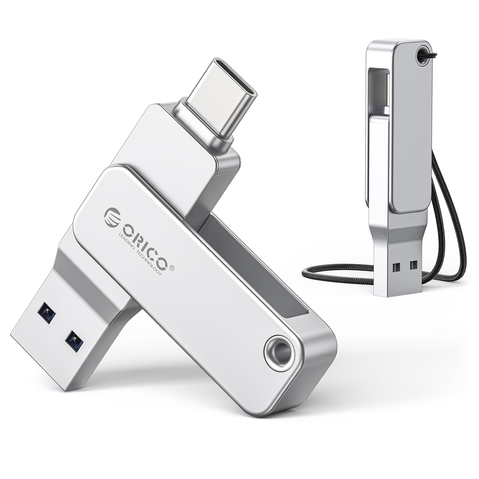 ORICO Pendrive 64 GB USB C, Memoria USB 3.2 Gen 1 (Doble Interfaz), Mini Flash Drive, Lectura 150 MB/s, para iPhone 15/16/17,