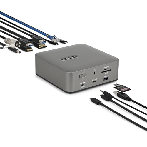 StarTech Docking Station Universal Thunderbolt 5-8K 60Hz Doble - 4K Triple para Windows - hasta 6k 60Hz Doble para Mac - Docking Station TB5 y USB4 120Gbps - PD 140W - 30W de Móvil - USB 10Gbps