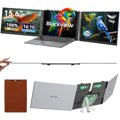 Blackview DCM8 Monitor Portátil Triple Ultradelgado,15,6" FHD 1080P IPS Extensor Pantalla Portátil Ordenador con Soporte,Certificación TÜV Luz Azul Baja,con 13"-17.3" Windows/Mac/Chrome/Switch/PS5