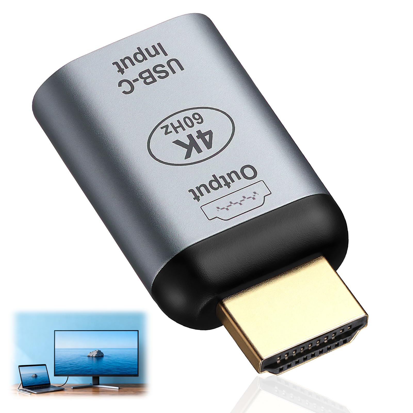 iwui Adaptador USB C a HDMI 4K 60Hz, Convertidor de Tipo-C Hembra a HDMI Macho, Compatible con MacBook, iPad Pro, Samsung Gal
