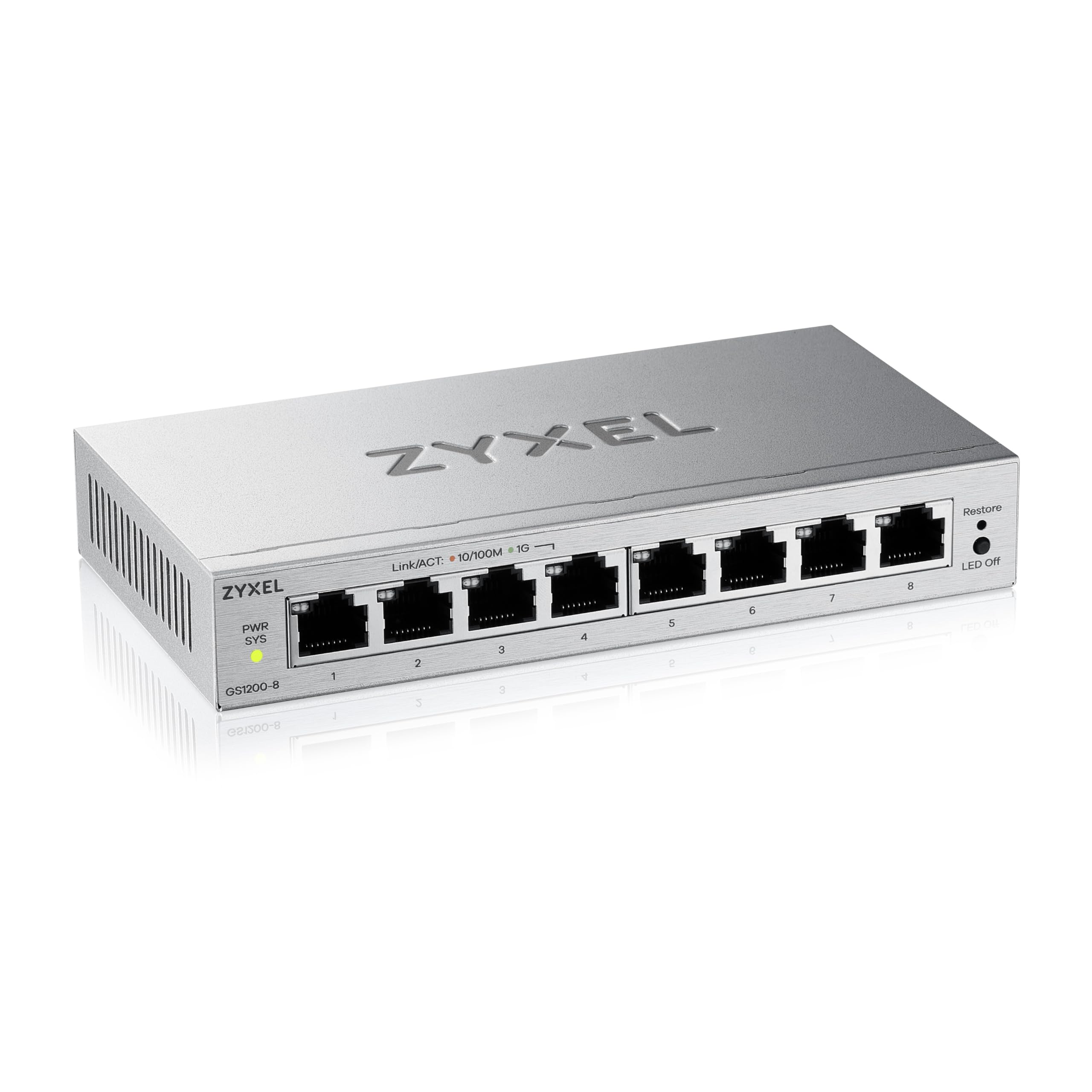 Zyxel Switch Ethernet 8 Puertos | Conmutador Gigabit Gestionable en Web | QoS, Link Aggregation, VLAN, IGMP Snooping | Sin Ve