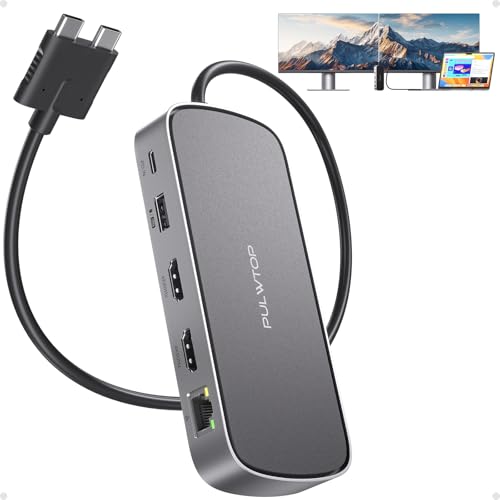 MacBook Docking Station Dual Monitor 4K@60Hz para MacBook Pro/Air M5/M4/M3 Pro y MAX, Estación de Acoplamiento con 2 * 4K HDMI, PD, Ethernet, USB A/C de 10 Gbps, SD/TF, USB 2.0