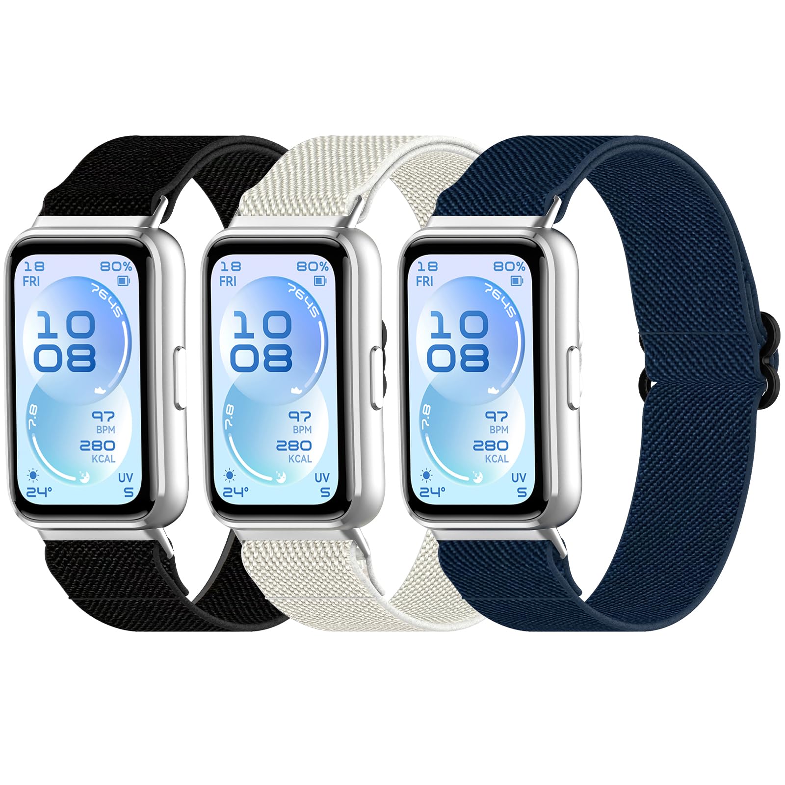 DHWGang 3 Correas de Nailon Trenzado Compatibles con Huawei Band 11/11 Pro, Correa Transpirable Elástica de Secado Rápido, Pu