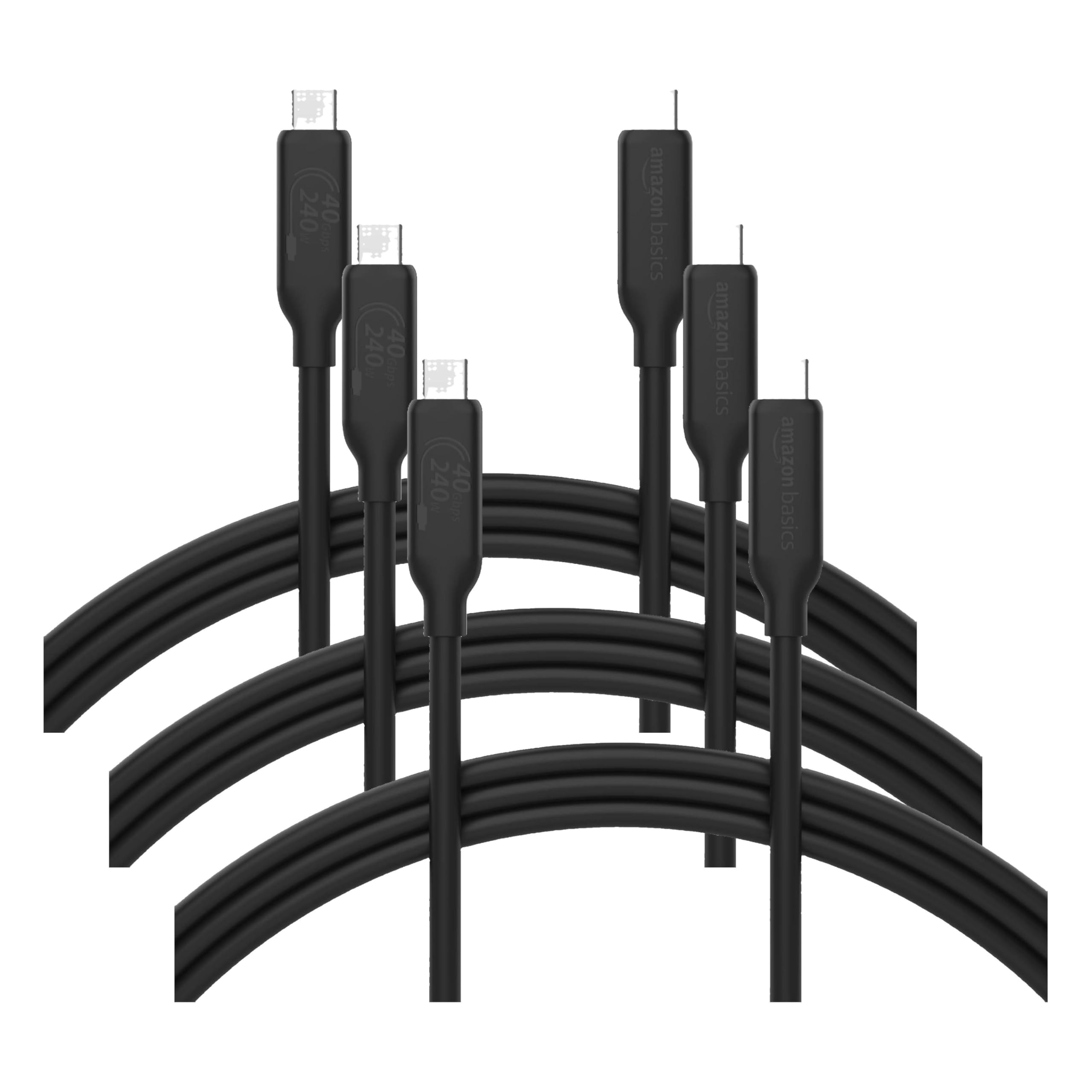 Amazon Basics Cable de carga rápida, USB-C a USB-C 4, 40 Gbps, vídeo 8K, 240 W, certificación USB-IF, Thunderbolt 4/3, compat